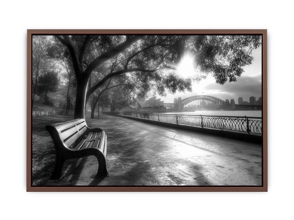 Black and white Sydney harbour   photography for office wall decor.