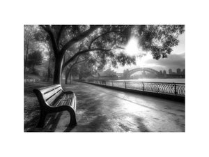 Black and white Sydney harbour   photography for office wall decor.