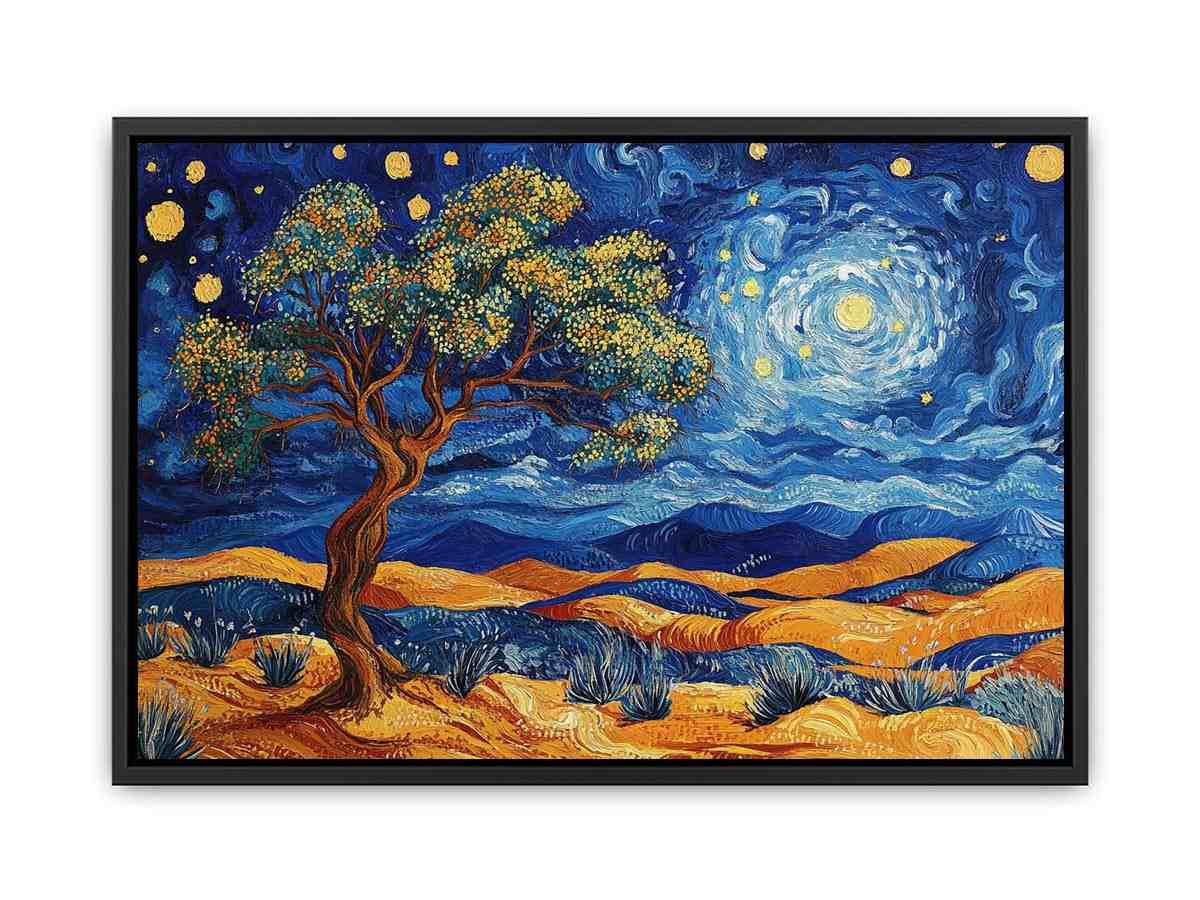 desert moon landscape canvas art for living room wall decor.