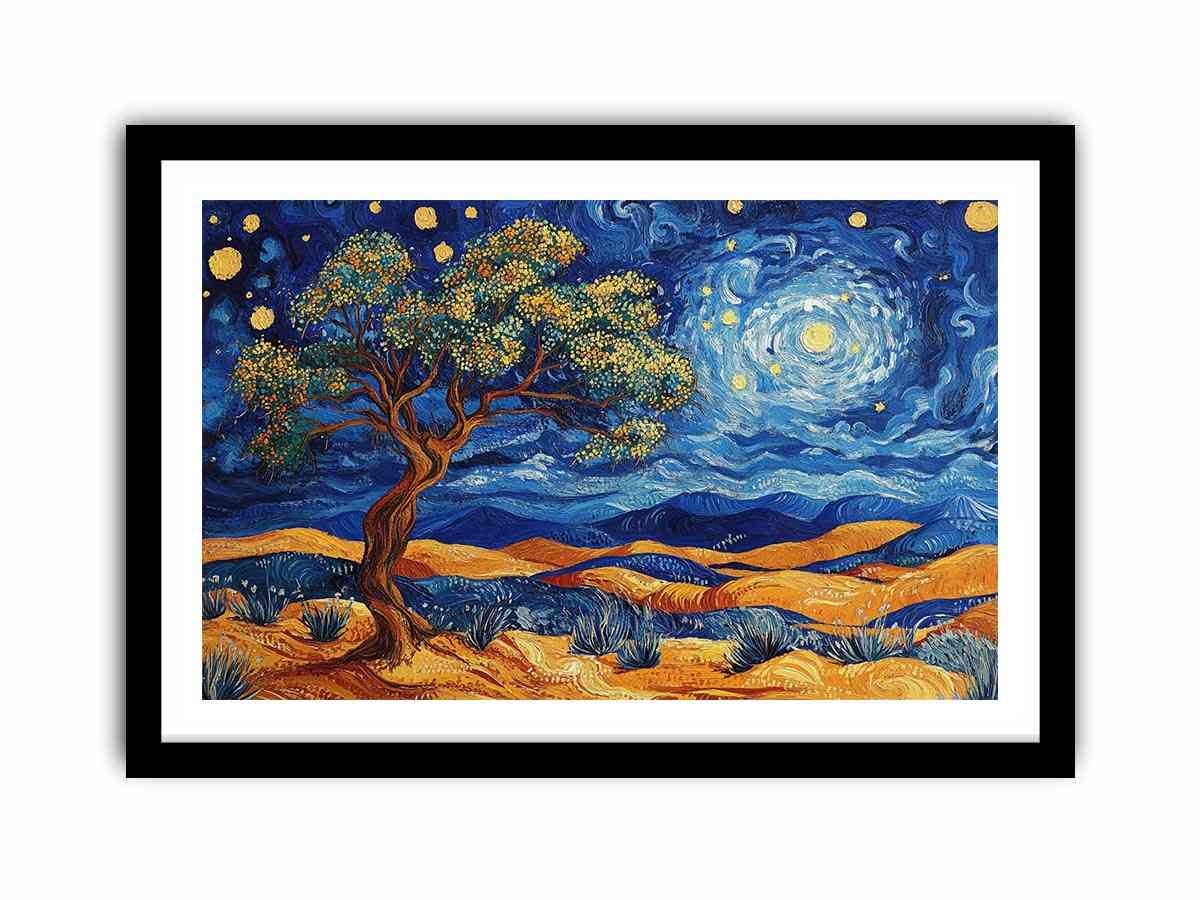 desert moon landscape canvas art for living room wall decor.