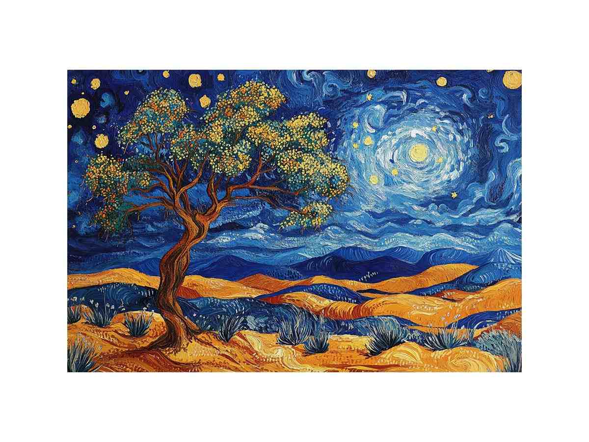 desert moon landscape canvas art for living room wall decor.