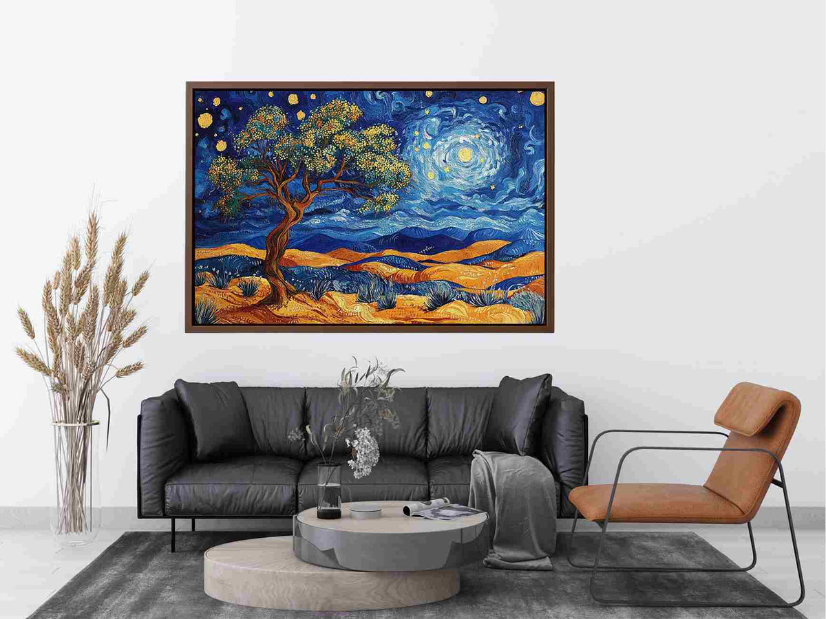 desert moon landscape canvas art for living room wall decor.