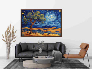 desert moon landscape canvas art for living room wall decor.