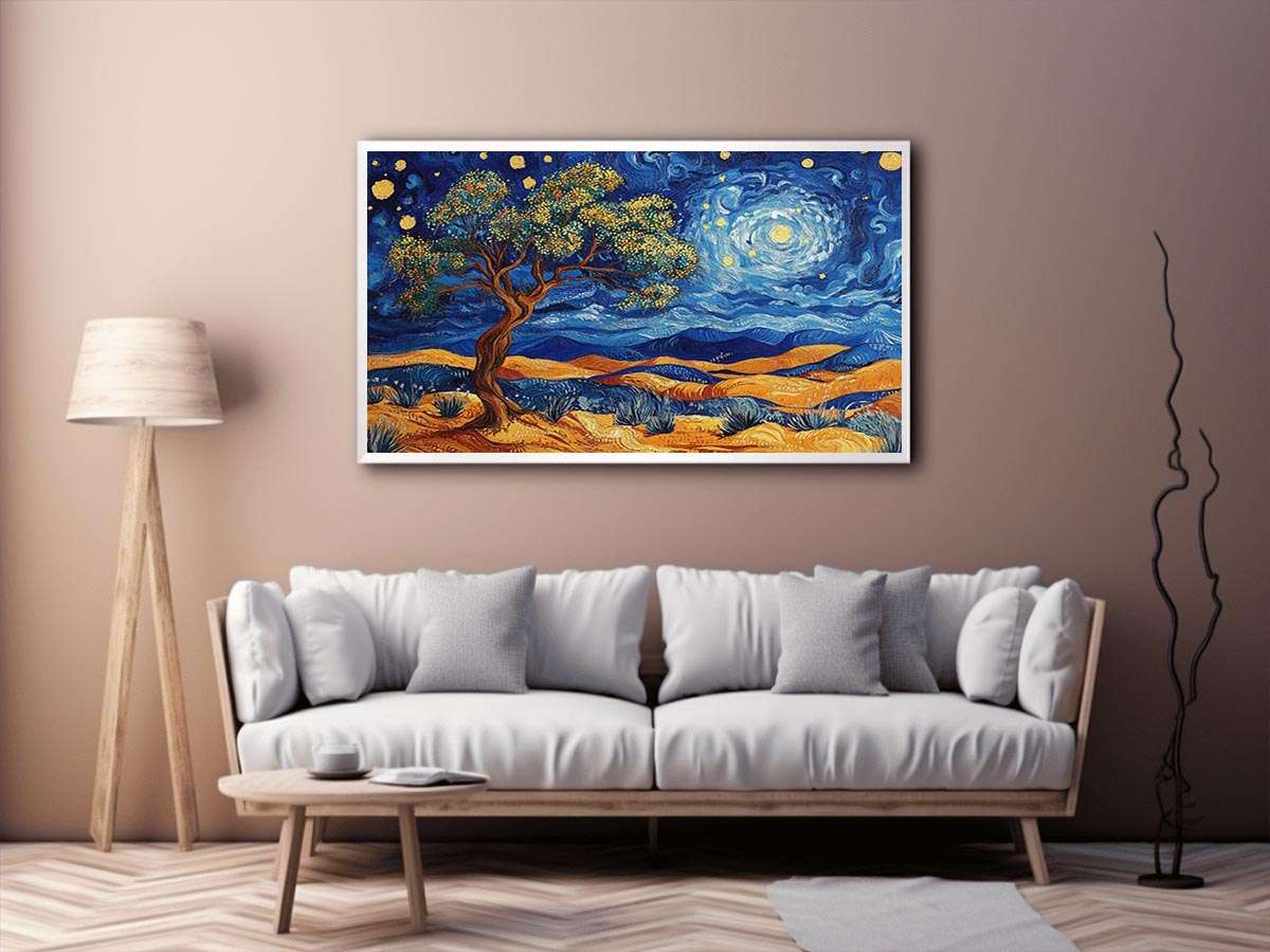 desert moon landscape canvas art for living room wall decor.