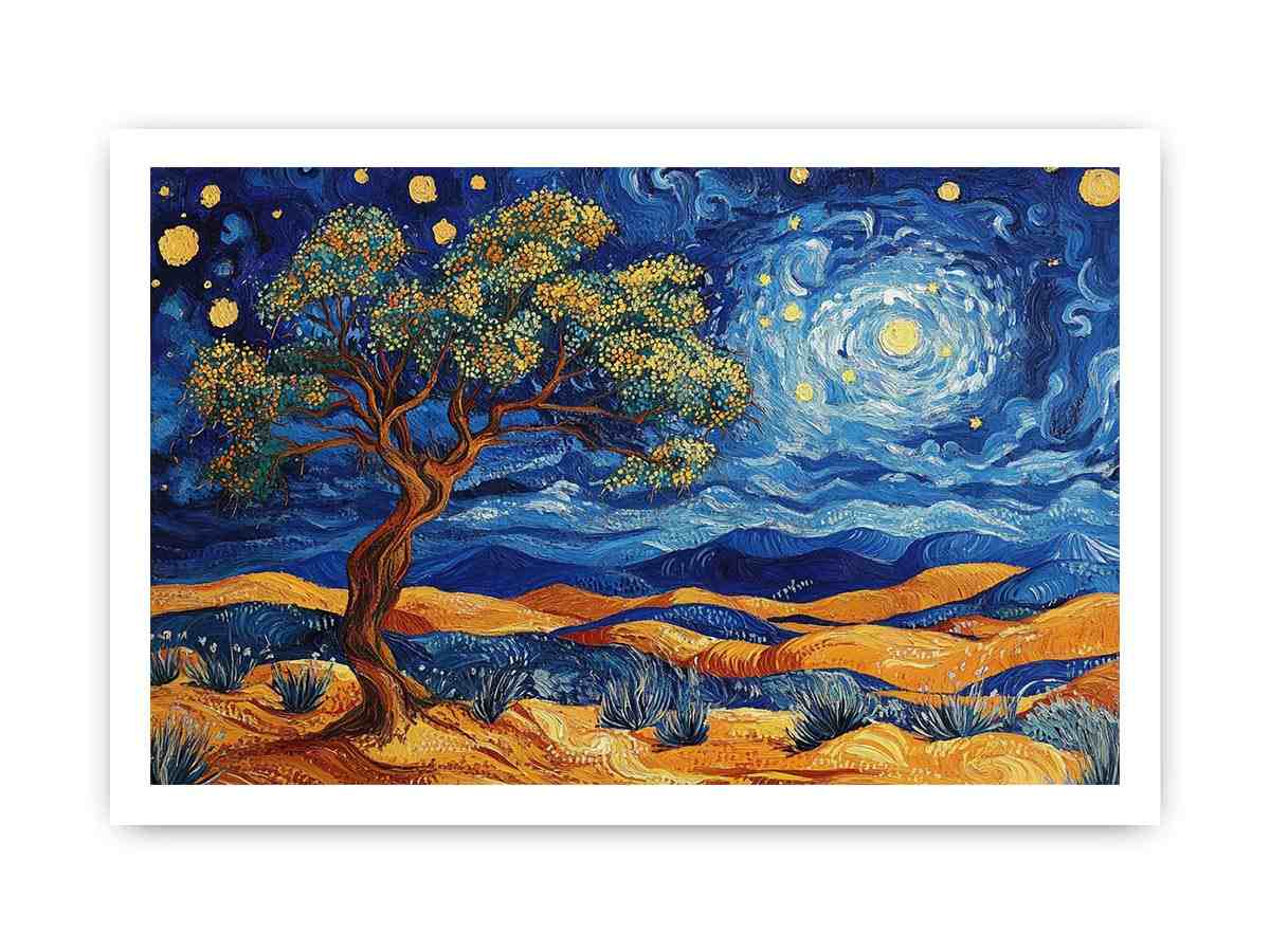 desert moon landscape canvas art for living room wall decor.