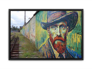 Colorful expressionist portrait mural artwork for creative office decor.