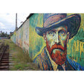 Colorful expressionist portrait mural artwork for creative office decor.