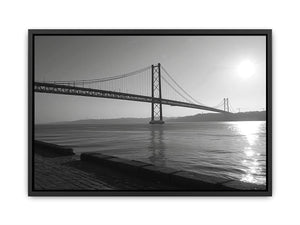 Black and white bridge photography for modern office decor.