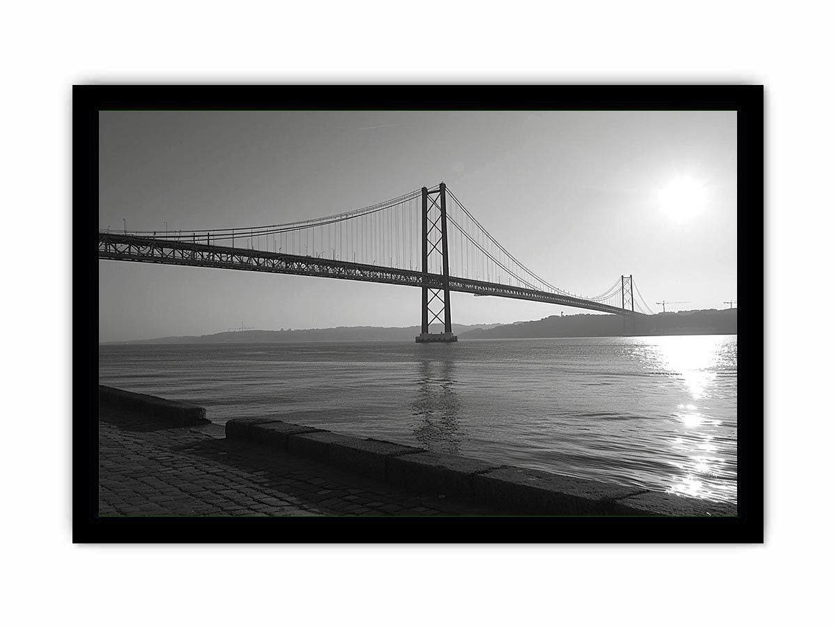 Black and white bridge photography for modern office decor.