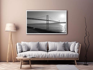 Black and white bridge photography for modern office decor.