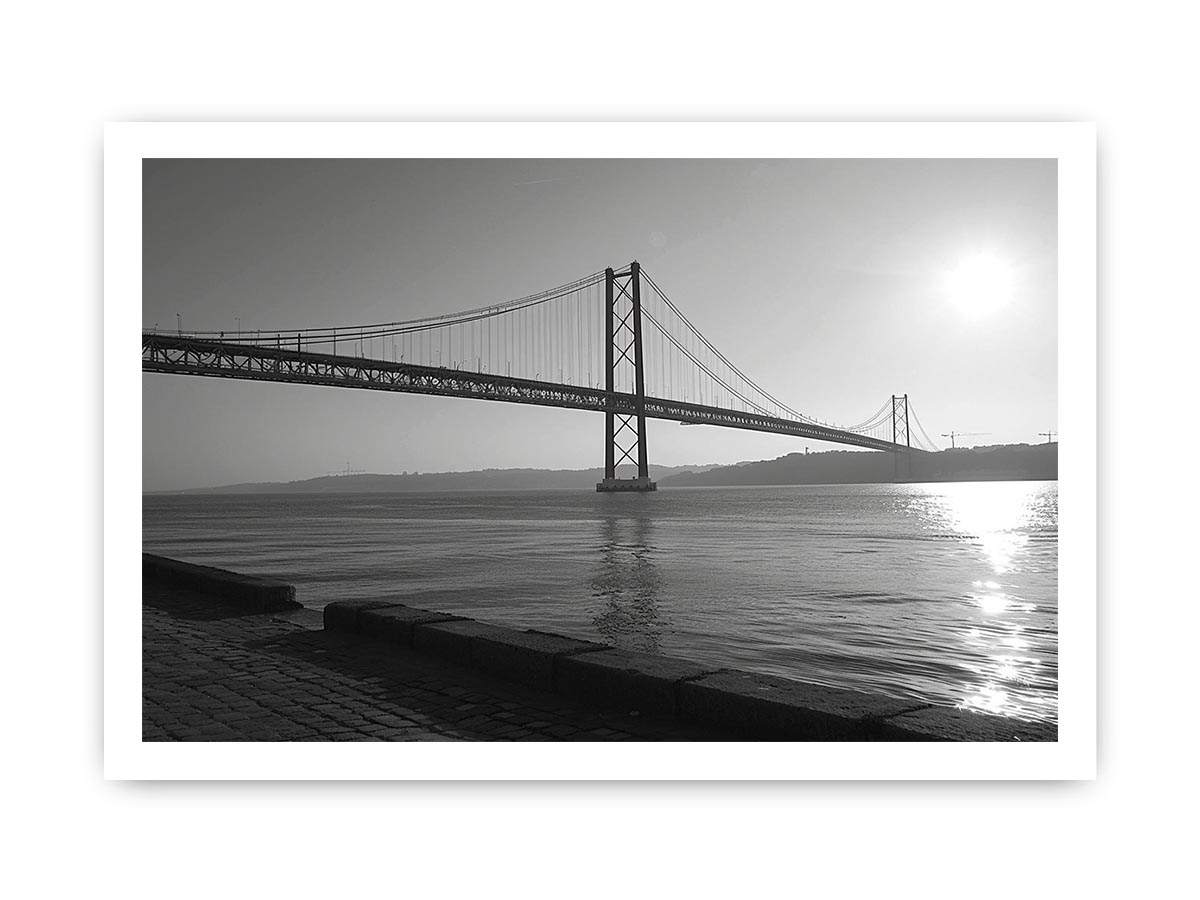 Black and white bridge photography for modern office decor.