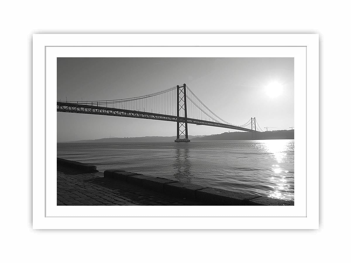 Black and white bridge photography for modern office decor.