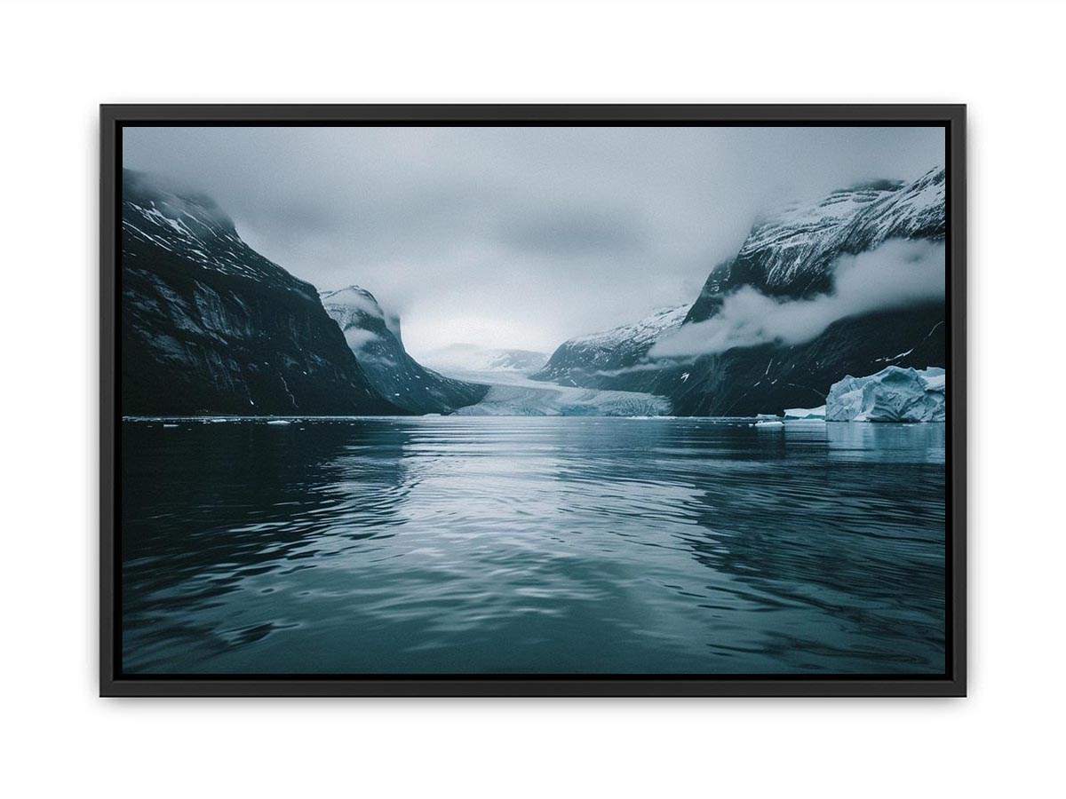 Glacier fjord photography artwork for modern office decor.