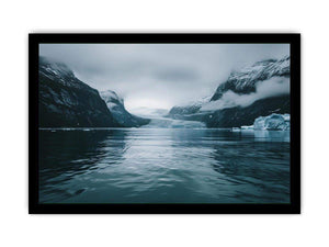 Glacier fjord photography artwork for modern office decor.