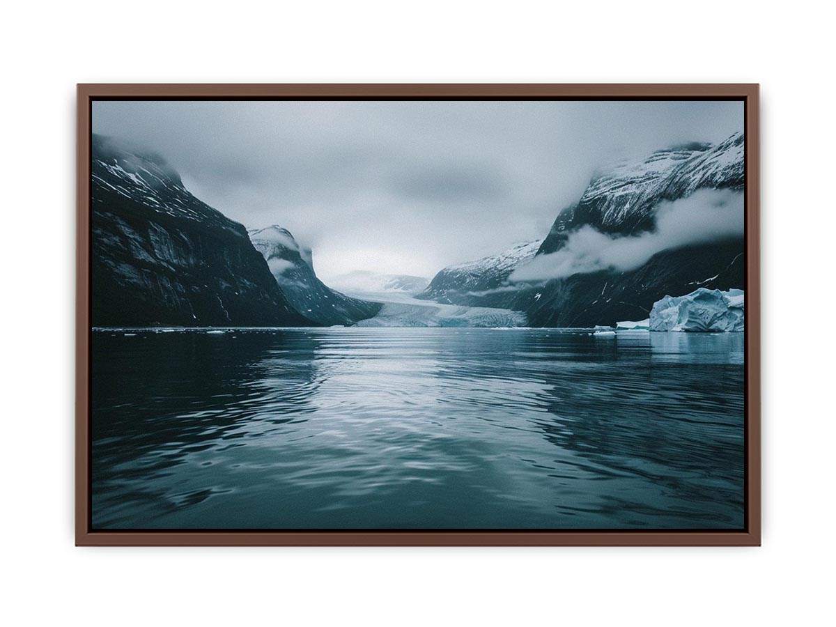 Glacier fjord photography artwork for modern office decor.