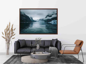 Glacier fjord photography artwork for modern office decor.
