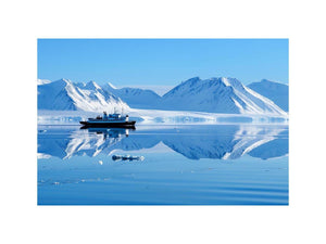 Arctic ship and snowy mountain photography for modern office wall decor