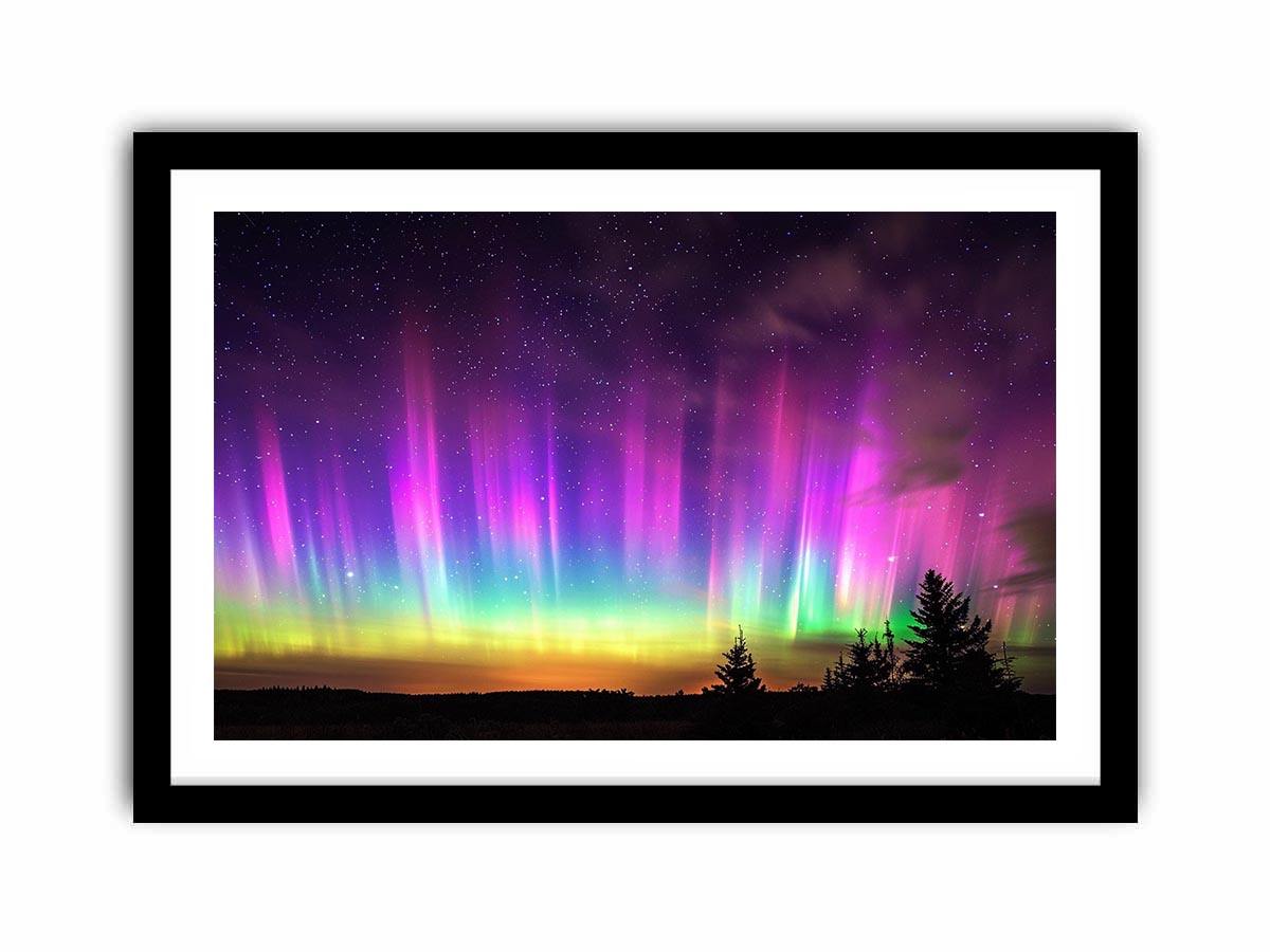 Northern lights landscape photography for modern bedroom wall decor