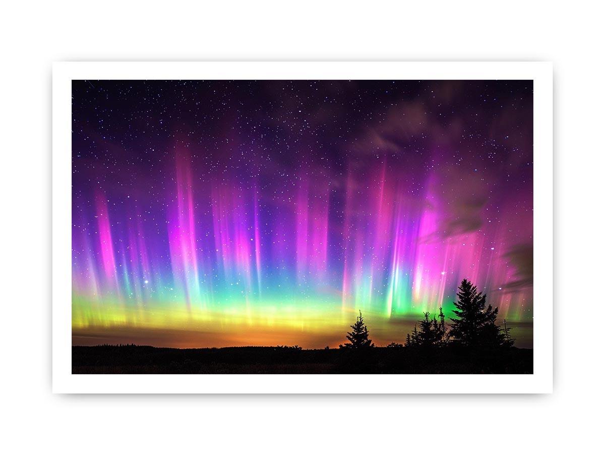 Northern lights landscape photography for modern bedroom wall decor