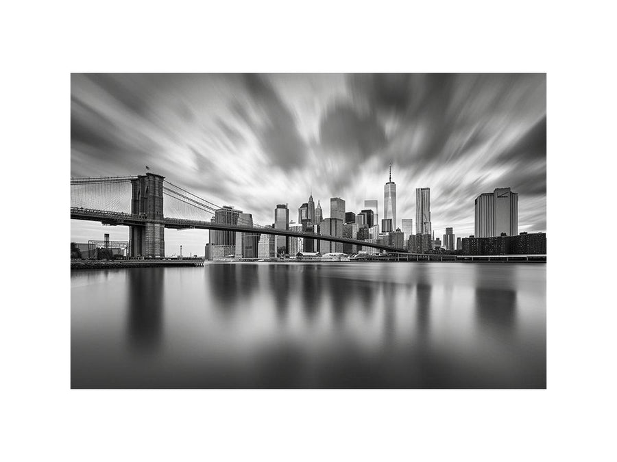 Black and white city skyline photography for modern office wall art