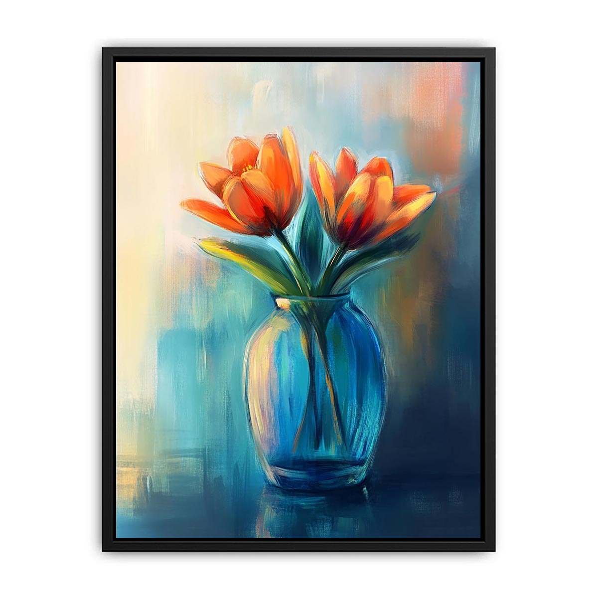 Modern tulip floral painting in vase for elegant bedroom decor