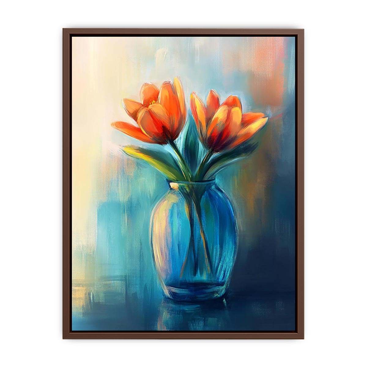 Modern tulip floral painting in vase for elegant bedroom decor