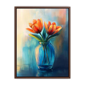 Modern tulip floral painting in vase for elegant bedroom decor