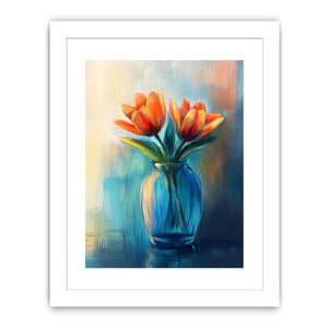 Modern tulip floral painting in vase for elegant bedroom decor