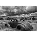 Vintage abandoned car photography for rustic office wall decor