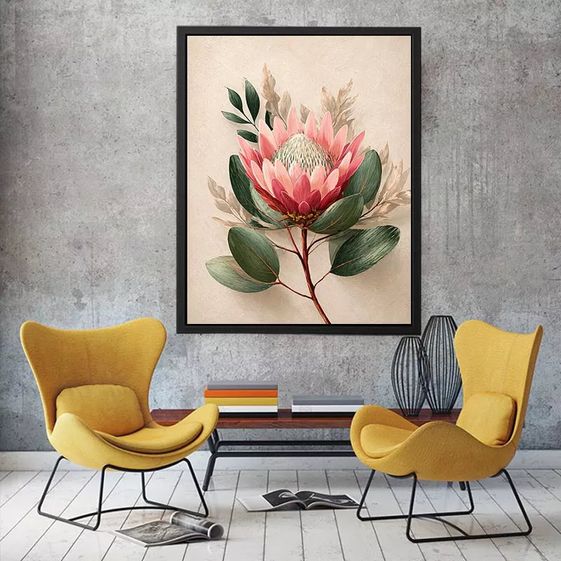 Minimalist Botanical Flower Soft Blush Petals – Floral Wall Art Canvas