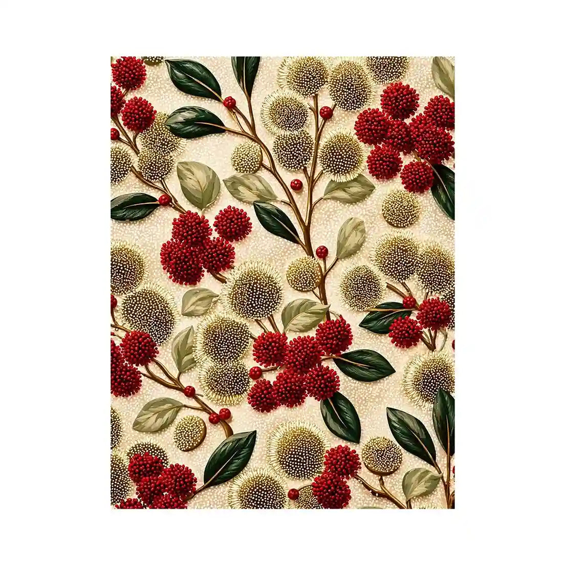botanical floral pattern wall art, red flower luxury canvas, vintage floral print design, elegant botanical decor artwork
