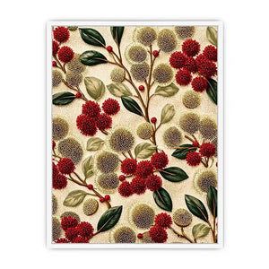 botanical floral pattern wall art, red flower luxury canvas, vintage floral print design, elegant botanical decor artwork