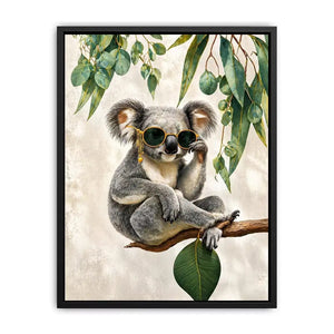 koala wall art canvas, stylish animal portrait artwork, eucalyptus koala painting, modern wildlife decor