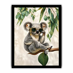 koala wall art canvas, stylish animal portrait artwork, eucalyptus koala painting, modern wildlife decor