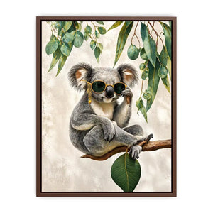 koala wall art canvas, stylish animal portrait artwork, eucalyptus koala painting, modern wildlife decor