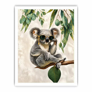koala wall art canvas, stylish animal portrait artwork, eucalyptus koala painting, modern wildlife decor