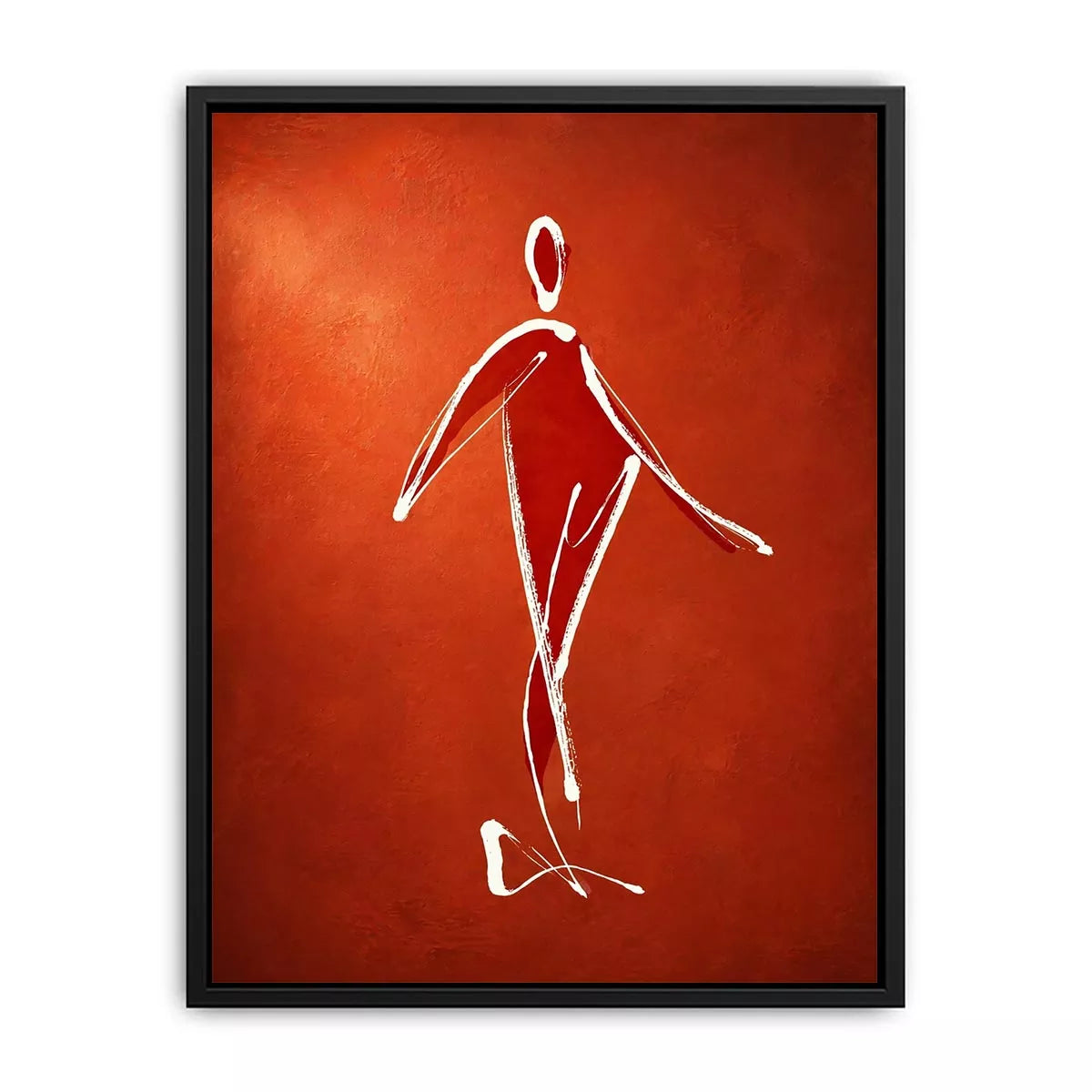 minimalist woman line art, abstract figure wall art, modern red canvas artwork, simple line drawing decor