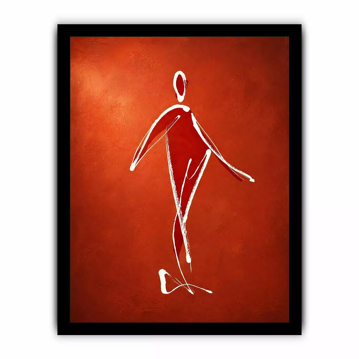 minimalist woman line art, abstract figure wall art, modern red canvas artwork, simple line drawing decor