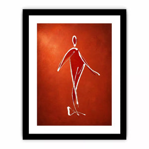 minimalist woman line art, abstract figure wall art, modern red canvas artwork, simple line drawing decor