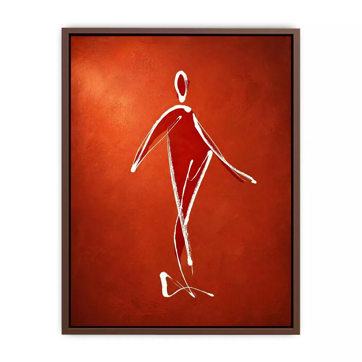 minimalist woman line art, abstract figure wall art, modern red canvas artwork, simple line drawing decor