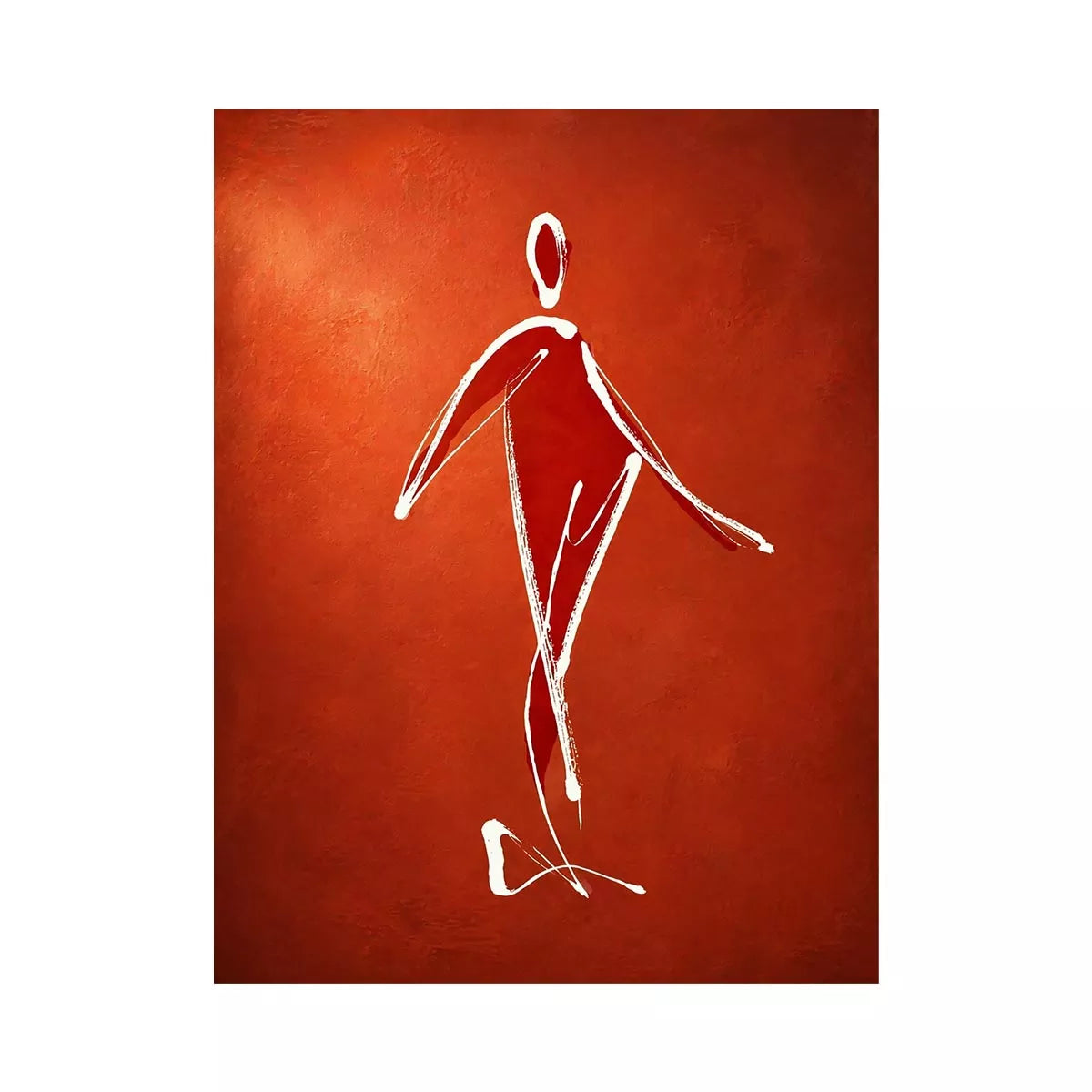minimalist woman line art, abstract figure wall art, modern red canvas artwork, simple line drawing decor