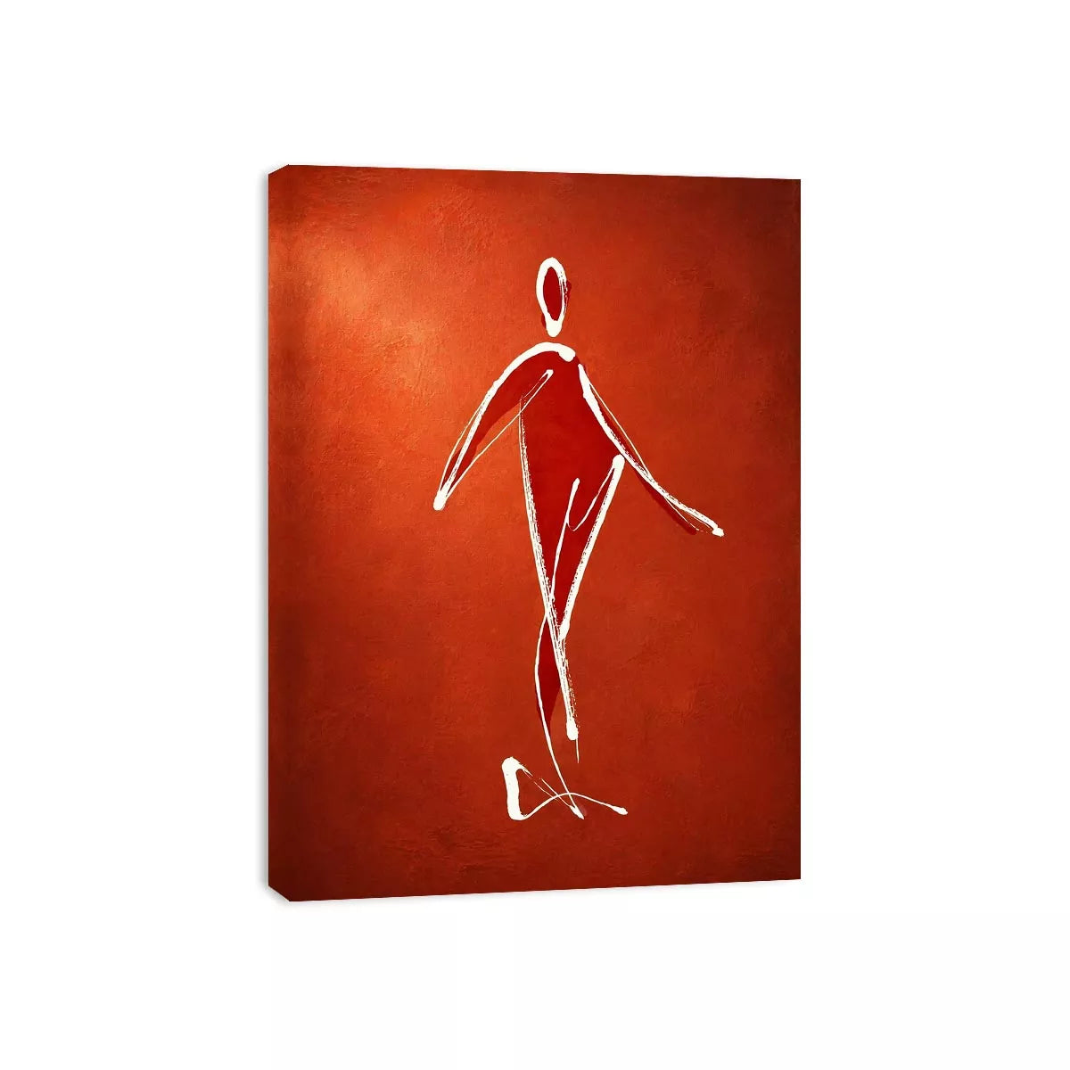 minimalist woman line art, abstract figure wall art, modern red canvas artwork, simple line drawing decor
