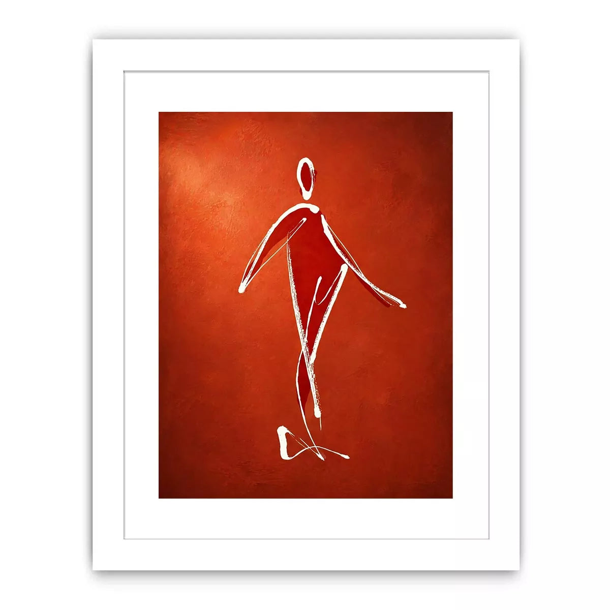 minimalist woman line art, abstract figure wall art, modern red canvas artwork, simple line drawing decor
