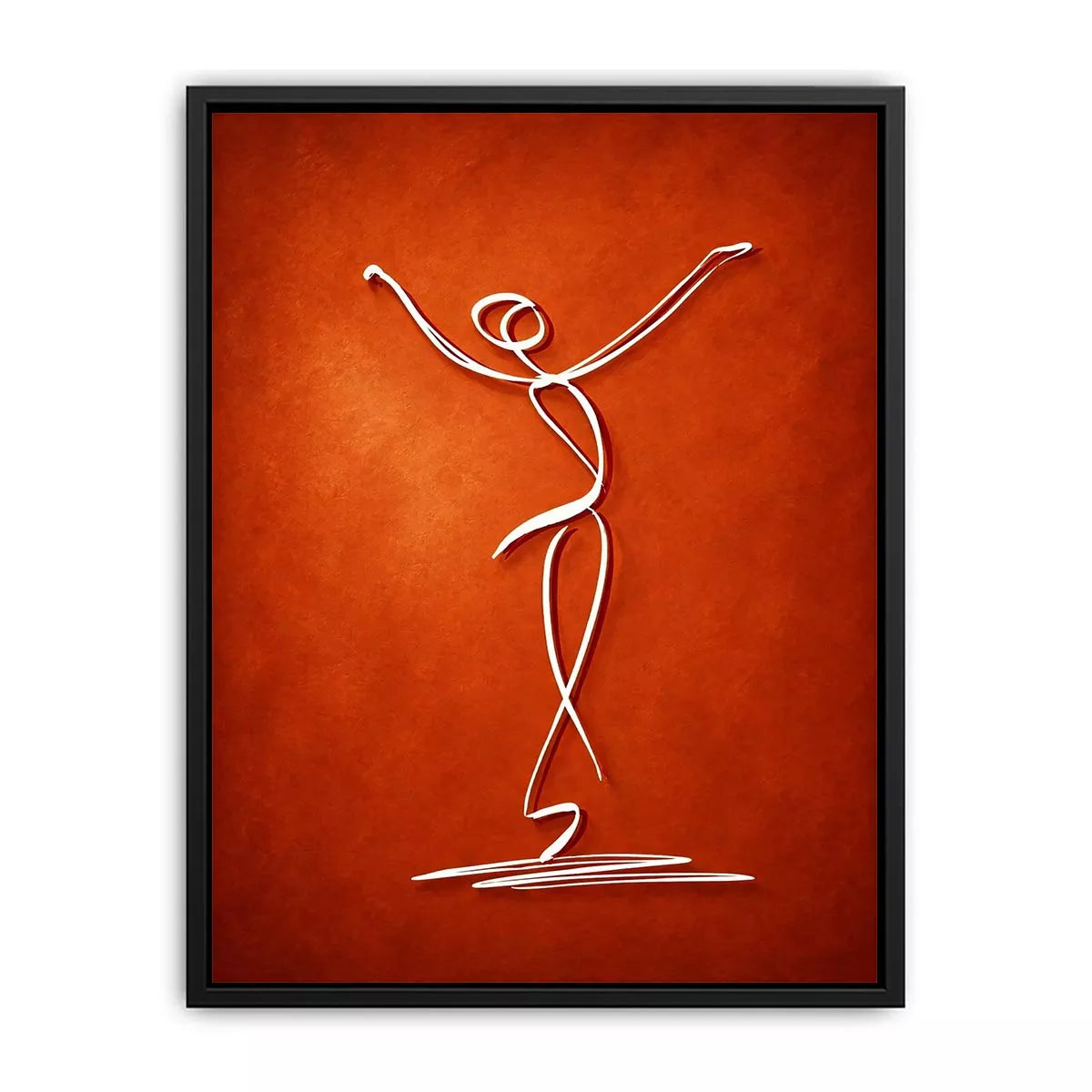 minimalist dancing figure art, abstract line art canvas, modern red wall art, expressive figure drawing decor
