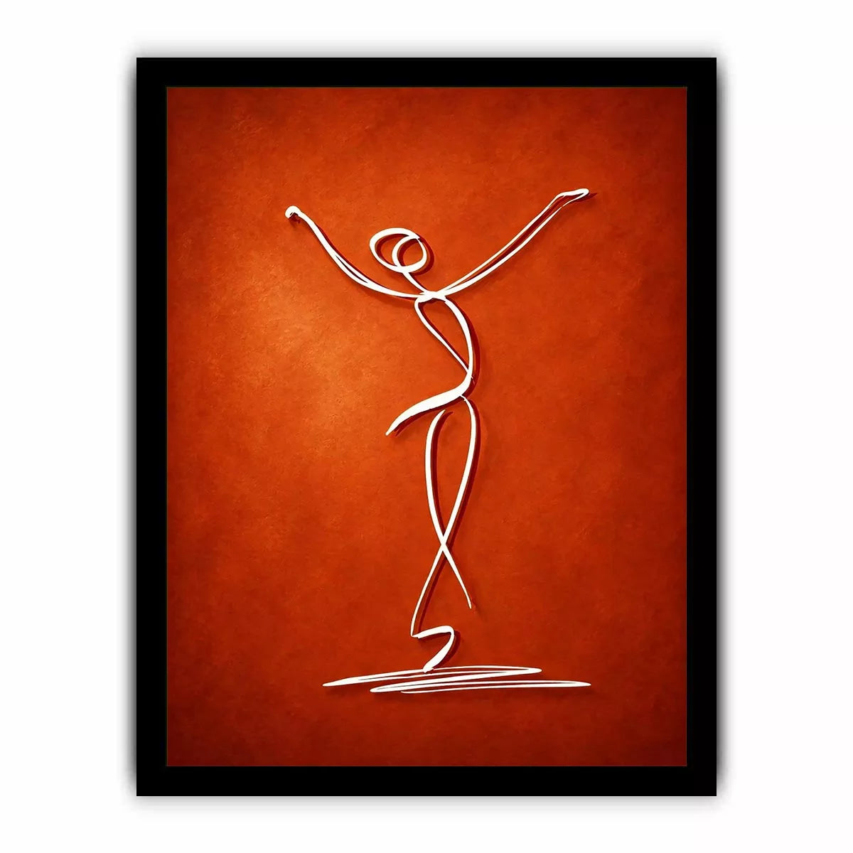 minimalist dancing figure art, abstract line art canvas, modern red wall art, expressive figure drawing decor