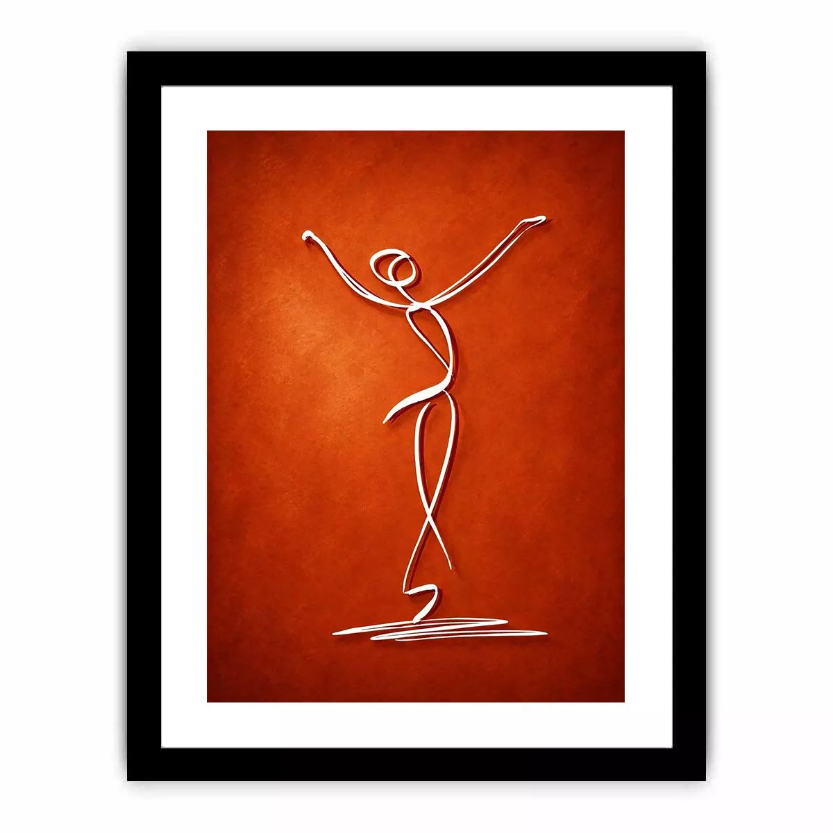 minimalist dancing figure art, abstract line art canvas, modern red wall art, expressive figure drawing decor