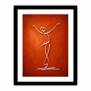 minimalist dancing figure art, abstract line art canvas, modern red wall art, expressive figure drawing decor