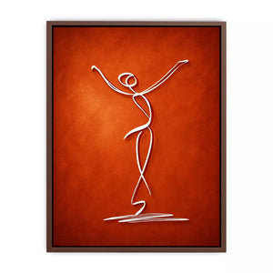 minimalist dancing figure art, abstract line art canvas, modern red wall art, expressive figure drawing decor