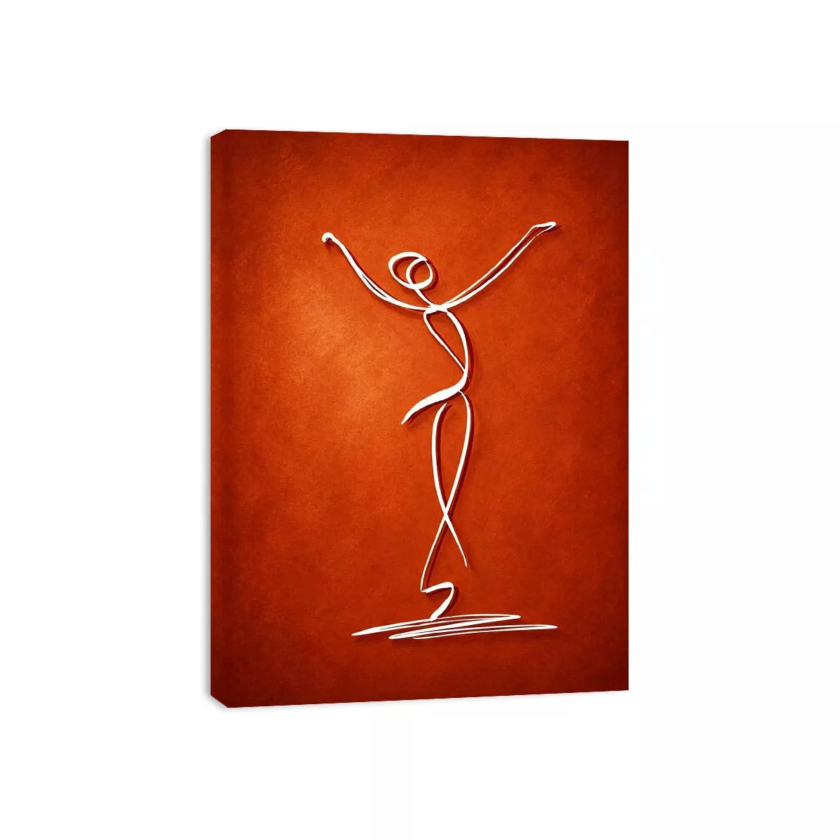 minimalist dancing figure art, abstract line art canvas, modern red wall art, expressive figure drawing decor