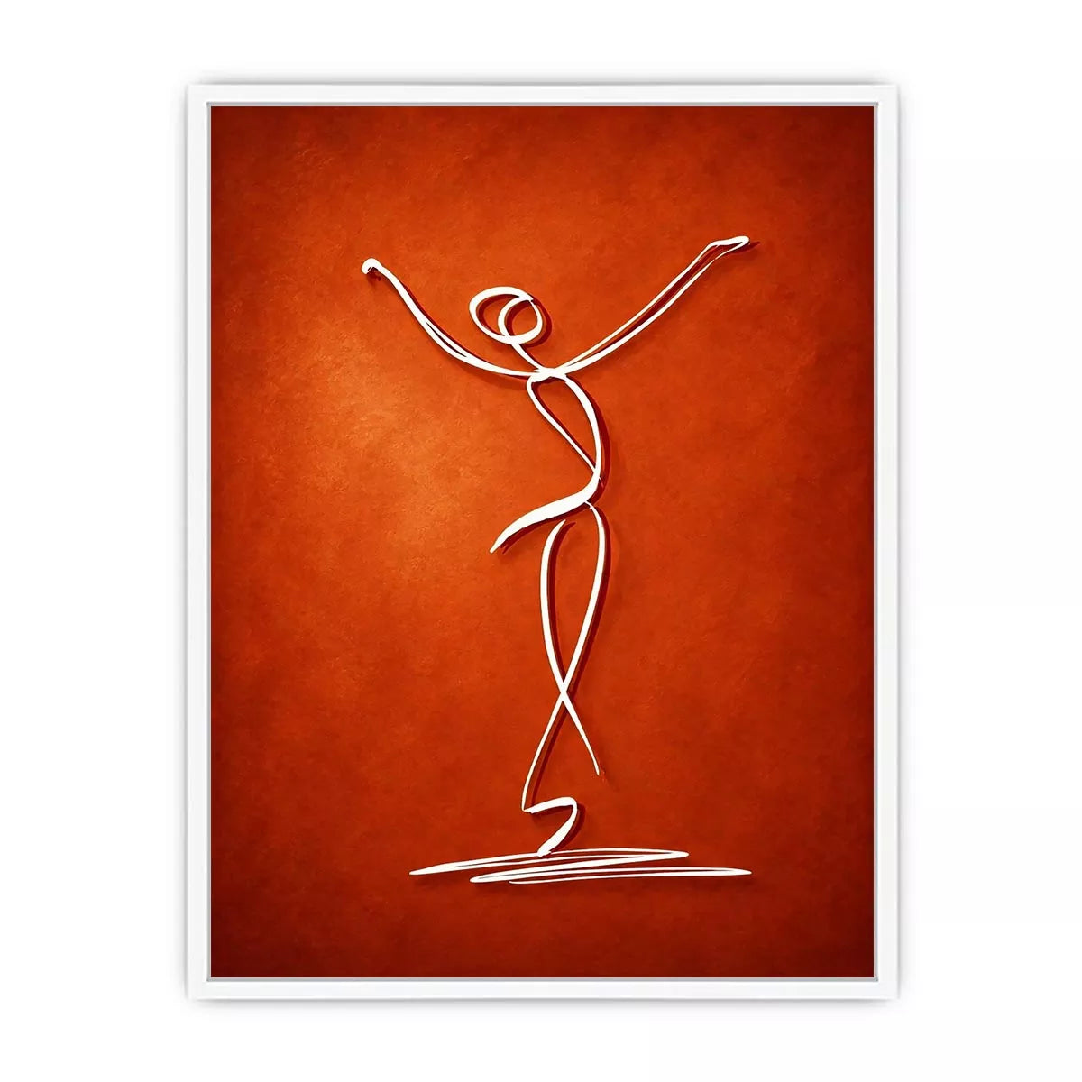minimalist dancing figure art, abstract line art canvas, modern red wall art, expressive figure drawing decor